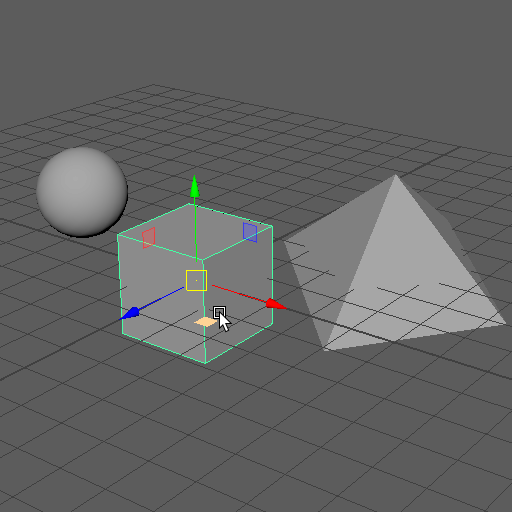 Shows animation of a cube being moved with gizmo