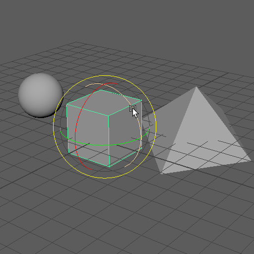 Shows animation of a cube being rotated with gizmo